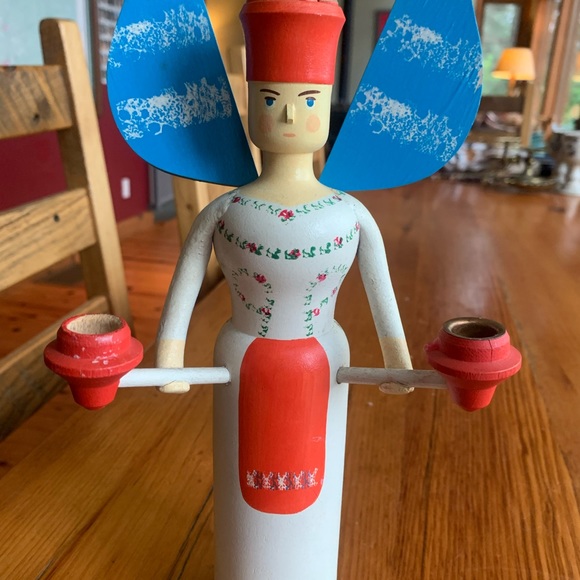 Vintage Folk Art Angel Candle Holder, Germany/ wood hand-painted - Picture 3 of 6